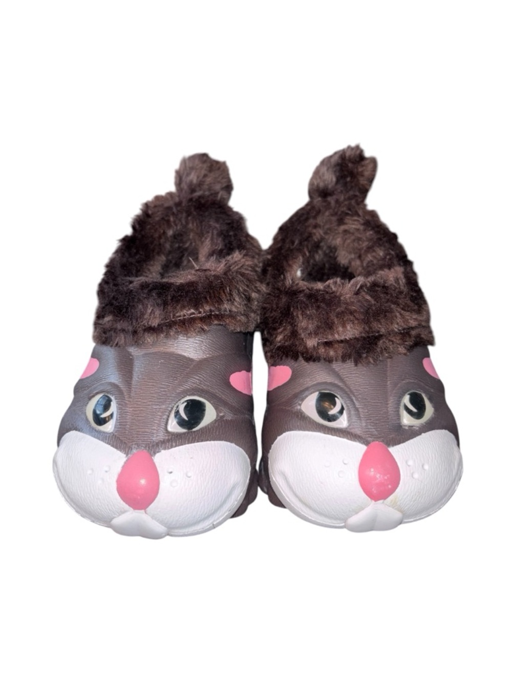 PolliWalks Brown Bunny Fleece Lined Slip On Shoes US kids size 6